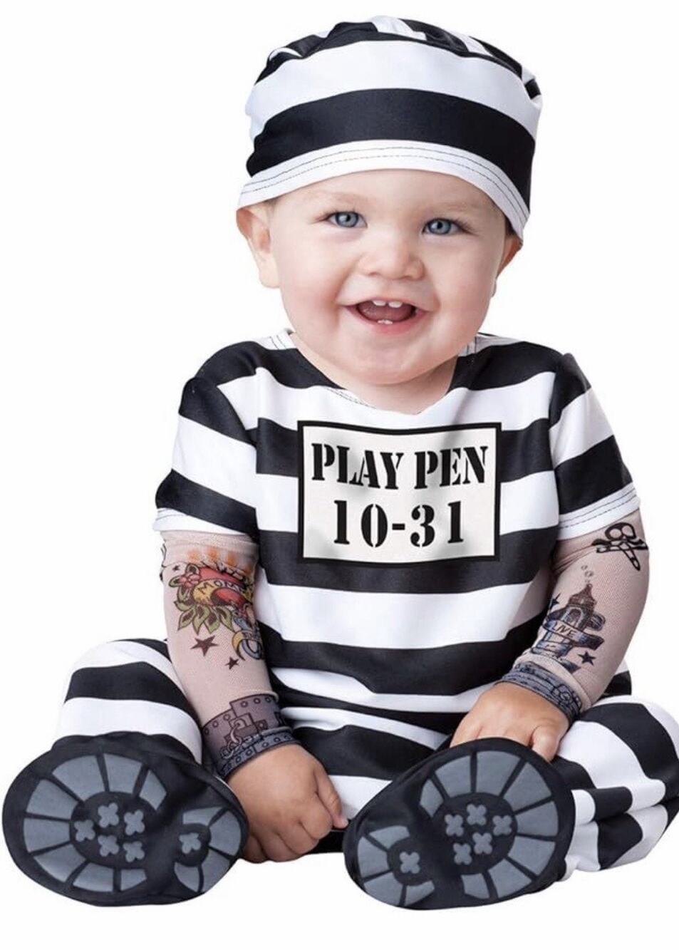 Incharacter Time Out Jail Prisoner Convict Jumpsuit Costume Infant/Baby 3-6 Mo